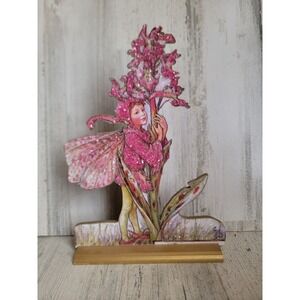 Vintage flower fairy red glitter unique garden floral home decor figure